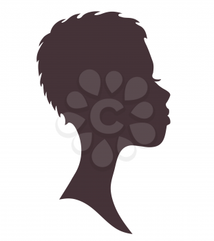 Woman face silhouette. Young african girl with short hair and modern hairstyle