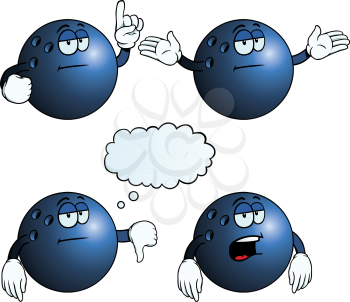 Royalty Free Clipart Image of Bored Bowling Balls