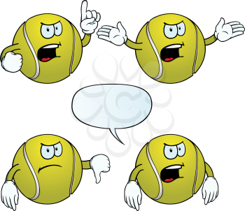Royalty Free Clipart Image of Angry Tennis Balls