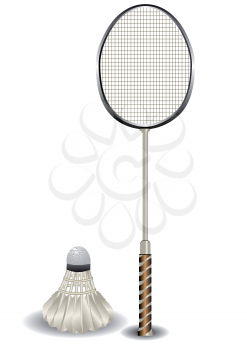 Badminton racket and shuttlecock isolated on white