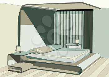 green bedroom abstract interior design. 10 EPS
