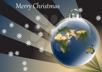 decorativ christmas background with earth and snowflake