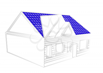 solar panels on the roof of abstract house