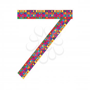 Number 7 on white background from colorful graphic letter collection, Vector Illustration
