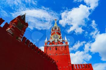 Moscow Kremlin on blue sky background, Russia