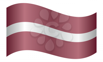 Flag of Latvia waving on white background