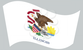 Illinoisan official flag, symbol. American patriotic element. USA banner. United States of America background. Flag of the US state of Illinois waving on gray background, vector