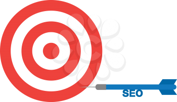 Vector red bullseye and blue dart with text seo is in the side.