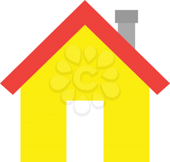 Red roofed yellow vector house icon with door
