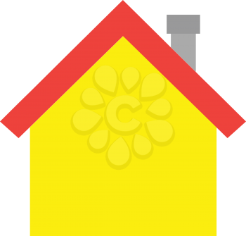 Red roofed yellow vector house icon