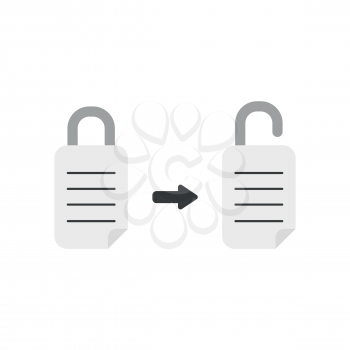 Vector illustration icon concept of written paper padlocks, closed and opened.