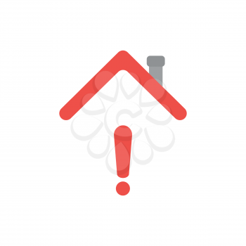 Vector illustration icon concept of exclamation mark under house roof.
