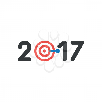 Vector illustration icon concept of year of 2017 with bulls eye and dart in the center.