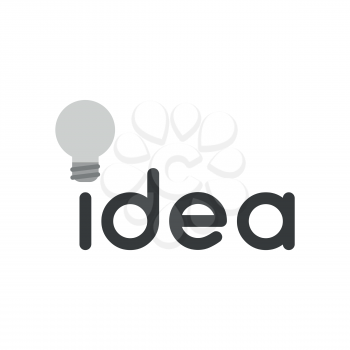 Vector illustration icon concept of idea word with grey light bulb.