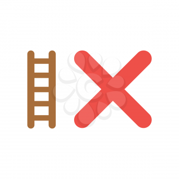 Vector illustration icon concept of ladder with x mark.