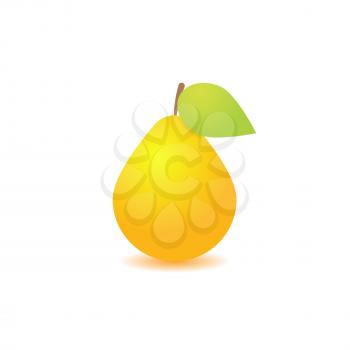 Pear with leaf on white background. Vector illustration .