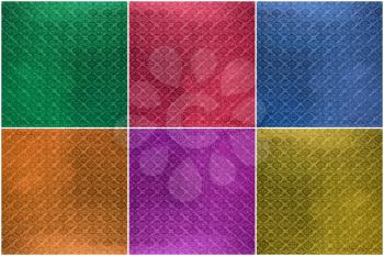 Set Of Old Glass Tiles Texture, Background  (Green, Blue, Red, Orange, Pink, Yellow)