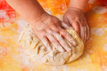 Making Bread, Female Hands, Kneading A Dough