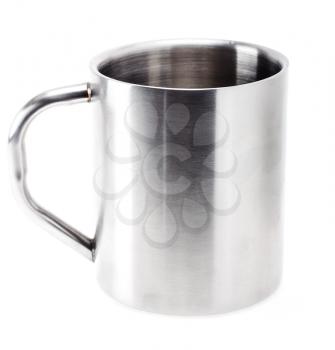Silver Gray Metal Cup Mug Isolated On White Background
