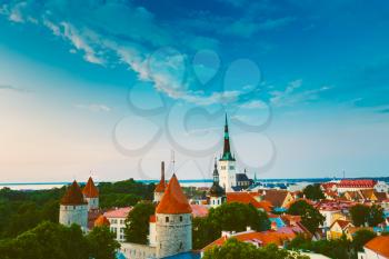 Scenic View Cityscape Old City Town Tallinn In Estonia