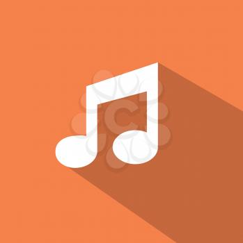 Flat icons for web and mobile applications. Music icon. Long shadow design