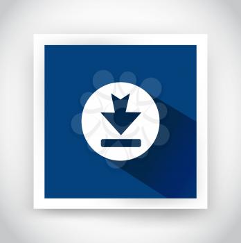 Icon of download for web and mobile applications. Flat design with long shadow