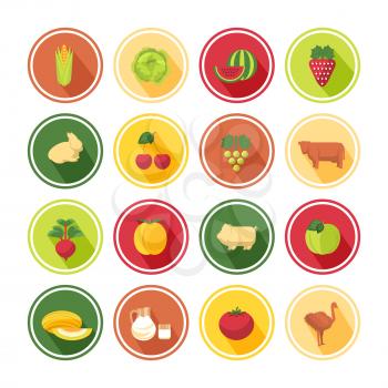 Food icons set in flat design