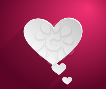 Bubble heart icon on stylish red background paper cartoon design style