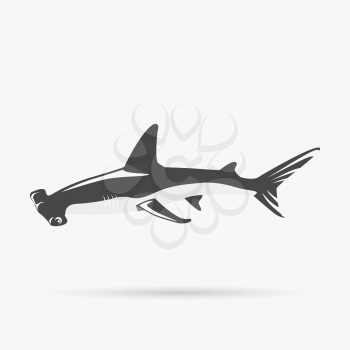 Hammerhead shark icon isolated on white background. Vector illustration