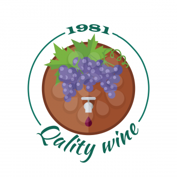 Quality wine 1981. For labels, tags, tallies, posters, banners of check elite vintage wines. Logo icon symbol. Winemaking concept. Part of series of viniculture production and preparation items. Vecto