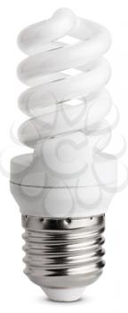 Close up of a fluorescent light bulb, isolated on white background with clipping paths