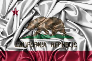 Satin flag, three dimensional render, flag of California