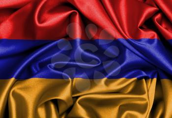 Satin flag, three dimensional render, flag of Armenia