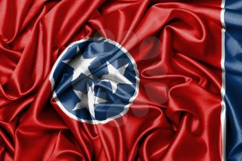Satin flag, three dimensional render, flag of Tennessee