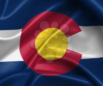 Satin flag, three dimensional render, flag of Colorado