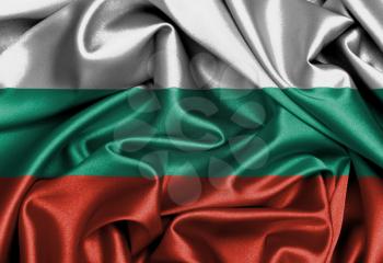 Satin flag, three dimensional render, flag of Bulgaria