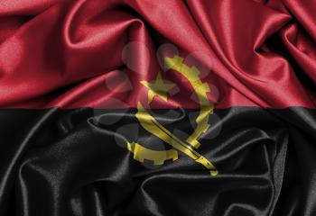 Satin flag, three dimensional render, flag of Angola