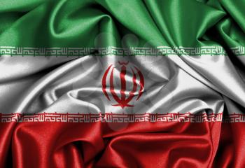Satin flag, three dimensional render, flag of Iran
