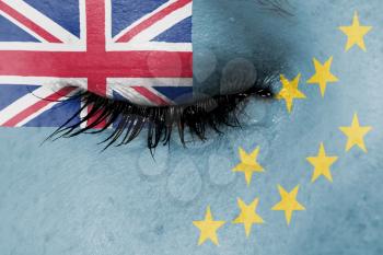 Crying woman, pain and grief concept, flag of Tuvalu