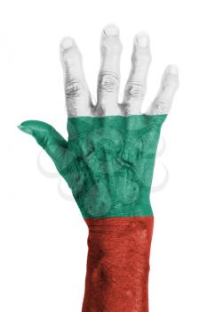 Isolated old hand with flag, European Union, Bulgaria