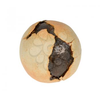 Old cracked clay pottery isolated on a white background