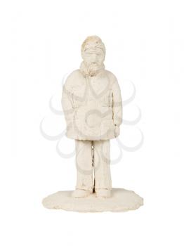 Simple statue of a man standing, isolated on white