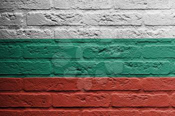 Brick wall with a painting of a flag isolated, Bulgaria