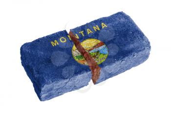 Rough broken brick, isolated on white background, flag of Montana