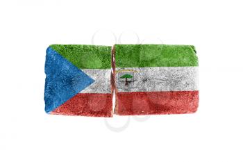 Rough broken brick, isolated on white background, flag of Equatorial Guinea