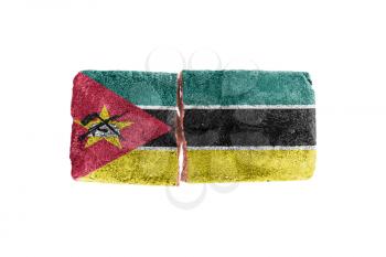 Rough broken brick, isolated on white background, flag of Zimbabwe
