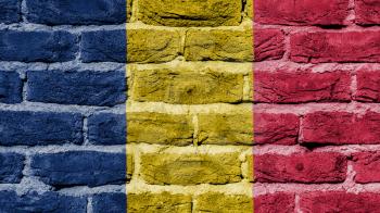 Very old brick wall texture, flag of Chad