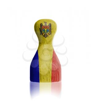 Wooden pawn with a painting of a flag, Moldova