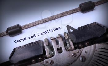 Vintage inscription made by old typewriter, Terms and conditions