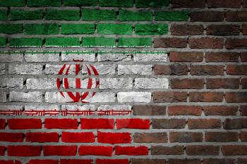 Dark brick wall texture - flag painted on wall - Iran
